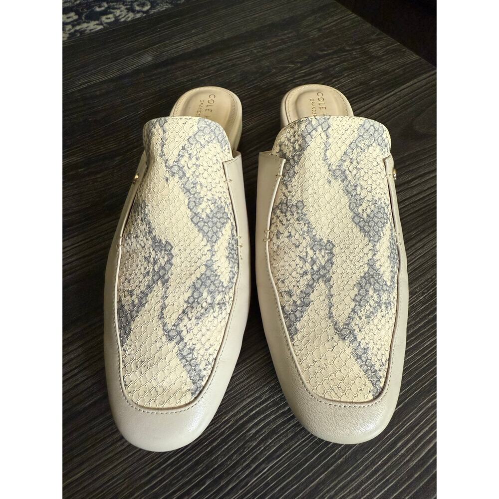 Cole Haan Cream Snake-Print Leather Loafers
